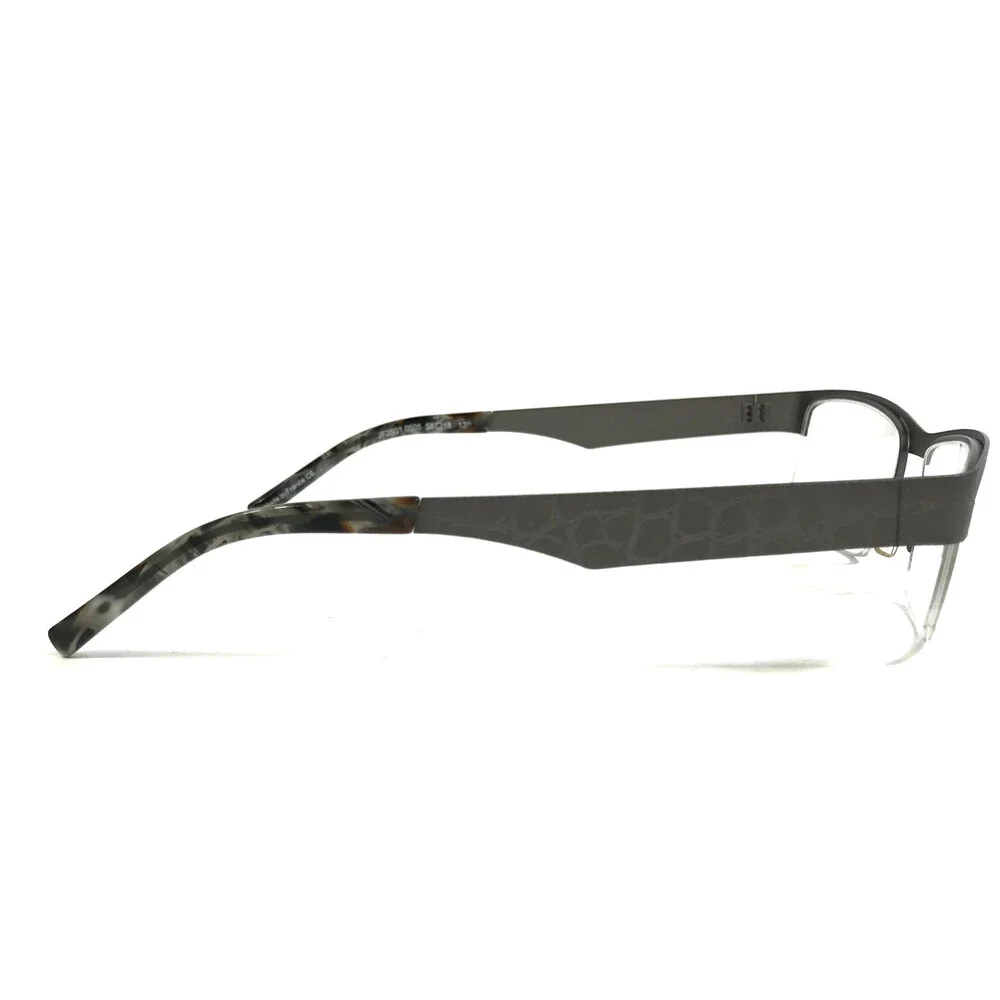 J.F. Rey Eyeglasses Frames JF2601 0505 Silver Ribbed Textured Half Rim 55-18-130